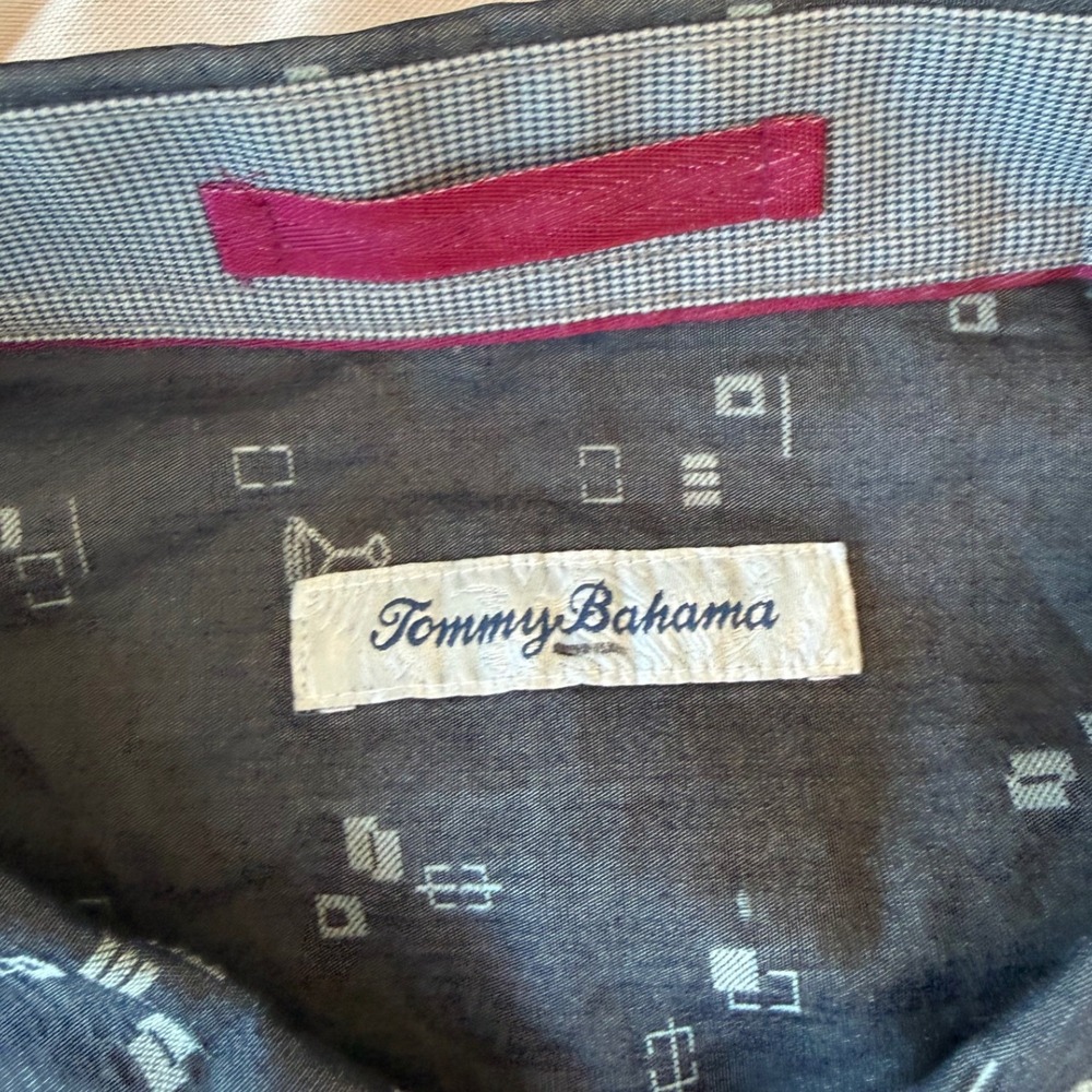 Tommy Bahama Mens Button Up Shirt XXL Blue Geometric Long Sleeve Casual Preppy - Picture 6 of 9